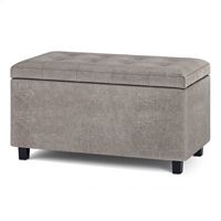 Simpli Home - Cosmopolitan Storage Ottoman - Distressed Grey Taupe - Angle