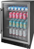 Insignia™ - 165-Can Built-In Beverage Cooler - Stainless Steel - Angle