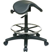 WorkSmart - Backless Stool with Saddle Seat - Black - Angle