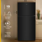 Whirlpool - 30 inch wide 19 cu. ft. Top Freezer Refrigerator with Total Coverage Cooling - Black - Angle