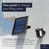 Wasserstein - Solar Panel for Ring Spotlight Camera Battery and Ring Stick Up Camera Battery - Black - Angle