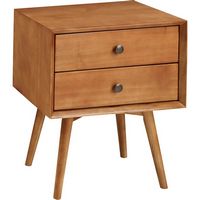 Walker Edison - Mid-Century Solid Wood 2-Drawers Cabinet - Caramel - Angle