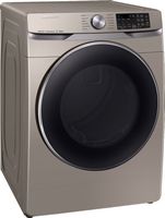 Samsung - 7.5 Cu. Ft. Stackable Smart Electric Dryer with Steam and Sensor Dry - Champagne - Angle