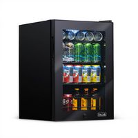 NewAir - 90-Can Freestanding Beverage Cooler, Compact with Adjustable Shelves and Lock - Black - Angle