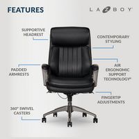 La-Z-Boy - Nova Executive Vegan Leather Office Chair with Air Lumbar Technology - Black - Angle