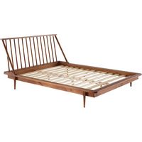 Walker Edison - Boho Solid Wood Queen Spindle Bed Frame - Caramel - Angle