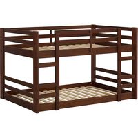 Walker Edison - Solid Wood Low Twin over Twin Bunk Bed - Walnut - Angle