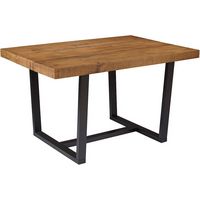 Walker Edison - Rectangular Rustic Solid Pine Wood Table - Rustic Oak - Angle