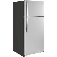 GE - 16.6 Cu. Ft. Top-Freezer Refrigerator - Stainless Steel - Angle