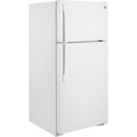 GE - 15.6 Cu. Ft. Top-Freezer Refrigerator with LED Interior Lighting - White - Angle