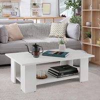 Costway Coffee Table 2-Tier Modern Center Cocktail Table W/Storage Shelf for Living Room - White - Angle