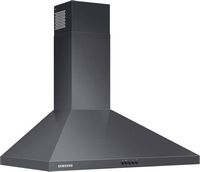 Samsung - 30 inches - Externally Vented & Recirculating - Wall Range Hood - Black Stainless Steel - Angle