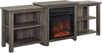 Walker Edison - Traditional Open Storage Tiered Mantle Fireplace TV Stand for Most TVs up to 85