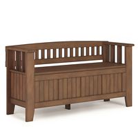 Simpli Home - Acadian SOLID WOOD 48 inch Wide Transitional Entryway Storage Bench in - Rustic Nat... - Angle
