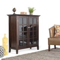 Simpli Home - Acadian SOLID WOOD 39 inch Wide Transitional Medium Storage Cabinet in Brunette - B... - Angle