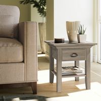 Simpli Home - Redmond SOLID WOOD 19 inch Wide Square Transitional End Table in Distressed Grey - ... - Angle