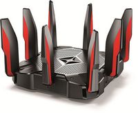 TP-Link - Archer AX11000 Tri-Band Wi-Fi 6 Router - Black/Red - Angle