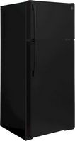 GE - 17.5 Cu. Ft. Top-Freezer Refrigerator with Edge-to-Edge Glass Shelves - Black - Angle