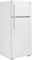 GE - 17.5 Cu. Ft. Top-Freezer Refrigerator with Edge-to-Edge Glass Shelves - White - Angle