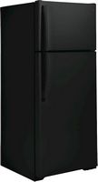 GE - 17.5 Cu. Ft. Top-Freezer Refrigerator with Edge-to-Edge Glass Shelves - Black - Angle