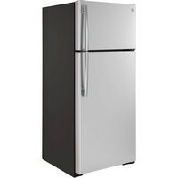 GE - 17.5 Cu. Ft. Top-Freezer Refrigerator - Stainless Steel - Angle