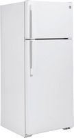 GE - 17.5 Cu. Ft. Top-Freezer Refrigerator with Edge-to-Edge Glass Shelves - White - Angle