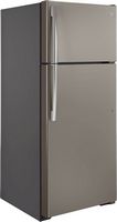 GE - 17.5 Cu. Ft. Top-Freezer Refrigerator with Edge-to-Edge Glass Shelves - Fingerprint resistan... - Angle
