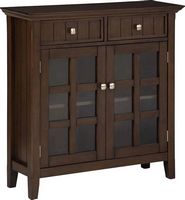 Simpli Home - Acadian SOLID WOOD 36 inch Wide Transitional Entryway Storage Cabinet in - Natural ... - Angle