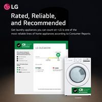 LG - 7.4 Cu. Ft. Stackable Electric Dryer with FlowSense - White - Angle