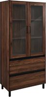 Walker Edison - 2-Drawer Storage Armoire Bookcase Cabinet - Dark Walnut - Angle