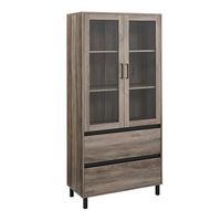 Walker Edison - 2-Drawer Storage Armoire Bookcase Cabinet - Gray Wash - Angle