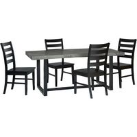 Walker Edison - Rectangular Farmhouse Dining Table (Set of 5) - Gray/Black - Angle