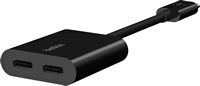 Belkin - USB-C Audio + Charge Adapter, USB-C PD Fast Charging - Black - Angle