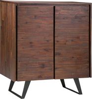 Simpli Home - Lowry Modern Industrial Solid Acacia Wood Medium Storage Cabinet - Distressed Charc... - Angle