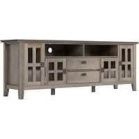 Simpli Home - Artisan SOLID WOOD 72 inch Wide Transitional TV Media Stand in Distressed Grey For ... - Angle