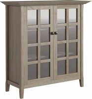 Simpli Home - Acadian SOLID WOOD 39 inch Wide Transitional Medium Storage Cabinet in Distressed G... - Angle