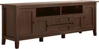 Simpli Home - Warm Shaker SOLID WOOD 72 in Wide TV Media Stand & For TVs up to 80 inches - Russet... - Angle
