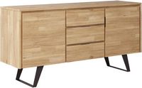 Simpli Home - Lowry Modern Industrial Acacia Wood And Metal 2-Door 3-Drawer Sideboard - Distresse... - Angle