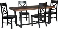 Walker Edison - Rectangular Farmhouse Wood Dining Table (Set of 5) - Mahogany/Black - Angle