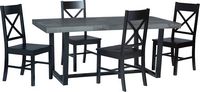 Walker Edison - Rectangular Farmhouse Wood Dining Table (Set of 5) - Gray/Black - Angle