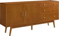 Walker Edison - Mid-Century Modern 2-Shelf 3-Drawer Sideboard - Acorn - Angle