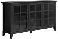 Simpli Home - Acadian SOLID WOOD 62 inch Wide Transitional Wide Storage Cabinet in - Black - Angle