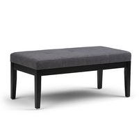 Simpli Home - Lacey 43 inch Wide Contemporary Rectangle Tufted Ottoman Bench - Slate Gray - Angle