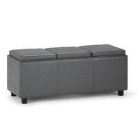 Simpli Home - Avalon 42 inch Wide Contemporary Rectangle Storage Ottoman - Stone Gray - Angle