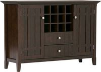 Simpli Home - Bedford Rustic Solid Wood 4-Shelf 2-Drawer Sideboard, Buffet, Credenza, and Wine Ra... - Angle