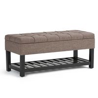 Simpli Home - Saxon 44 inch Wide Traditional Rectangle Storage Ottoman Bench - Fawn Brown - Angle