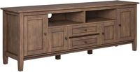 Simpli Home - Warm Shaker SOLID WOOD 72 in Wide TV Media Stand & For TVs up to 80 inches - Rustic... - Angle