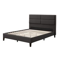 CorLiving - Bellevue Wide Panel Upholstered Bed, Full - Dark Gray - Angle