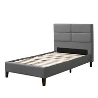 CorLiving - Bellevue Wide Panel Upholstered Bed, Twin - Light Gray - Angle