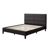 CorLiving - Bellevue Wide Panel Upholstered Bed, Queen - Dark Gray - Angle